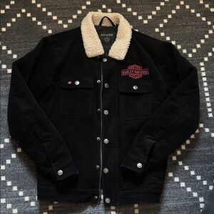 Harley-Davidson Black Jacket with Cream Sherpa Collar
